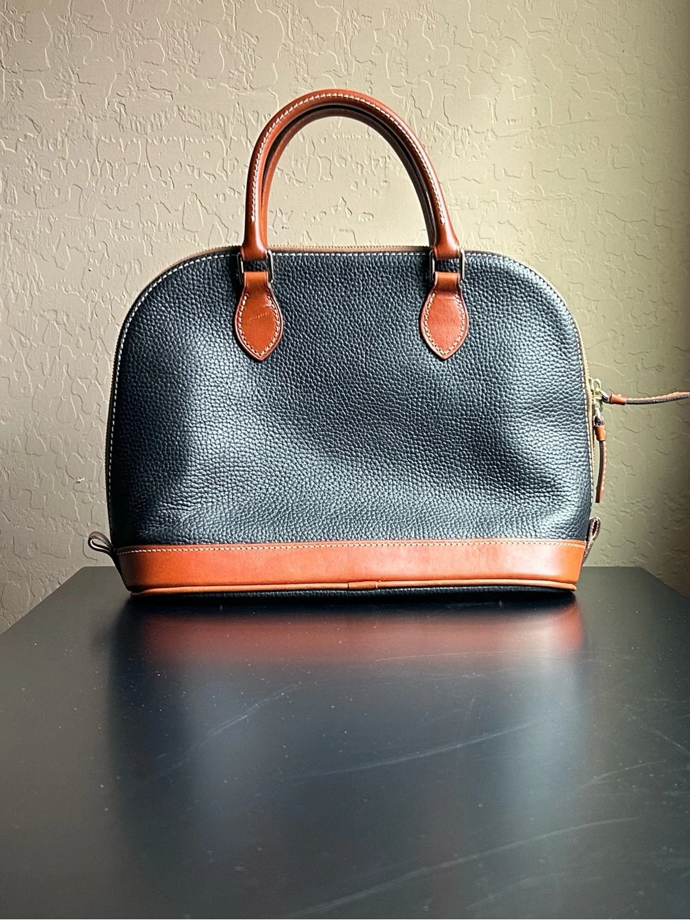 Dooney & Bourke Black Pebble Grain Zip Satchel